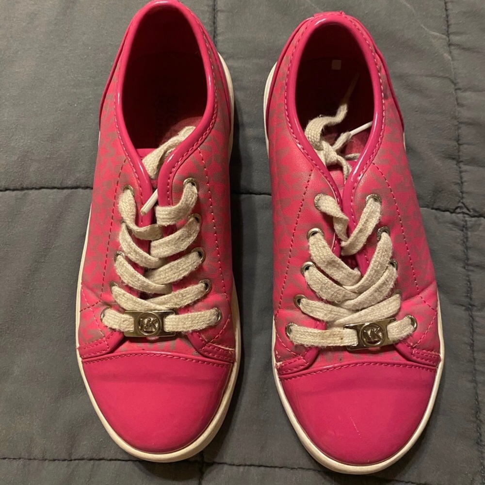 Pink and white with grey Michael kors size 1 shoes